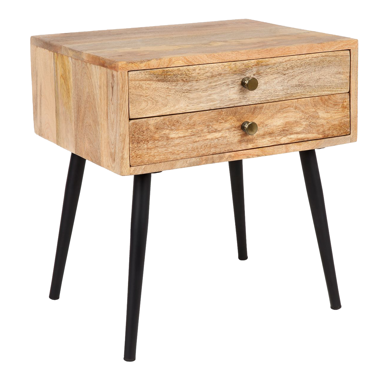 Verdant Mid-Century Mango Wood Side Table For Bedroom - Natural 22"