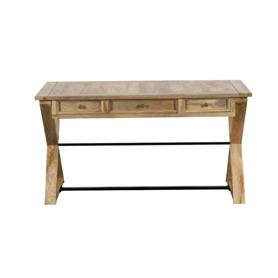 Vita Farmhouse Mango Wood Desk For Home Office - Natural 56"