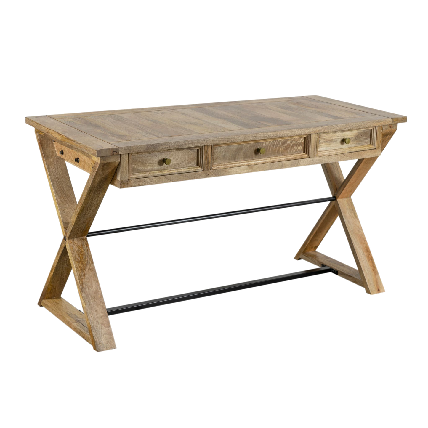 Vita Farmhouse Mango Wood Desk For Home Office - Natural 56"