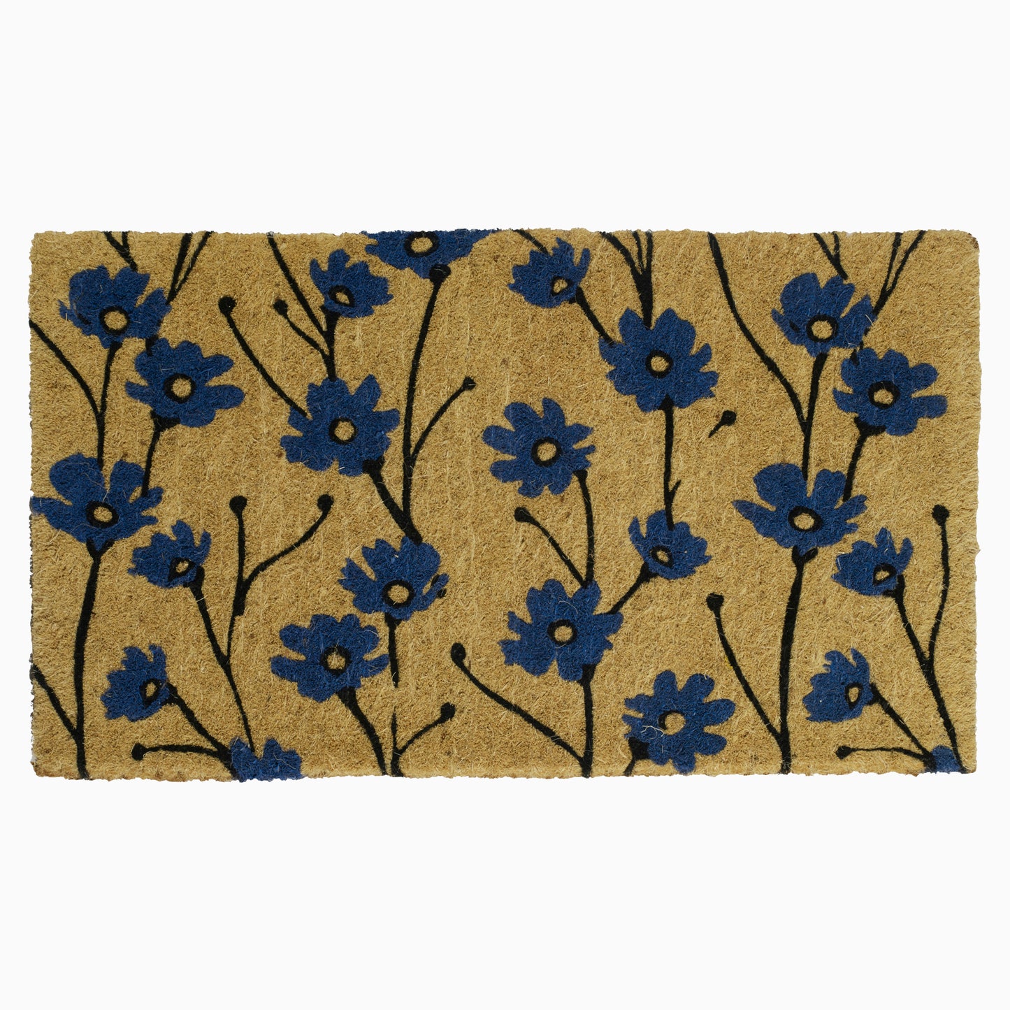 Wild Flowers - Blue Doormat (18" x 30" Thick) Handwoven Durable