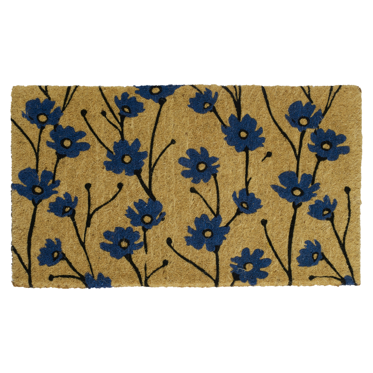 Wild Flowers - Blue Doormat (18" x 30" Thick) Handwoven Durable