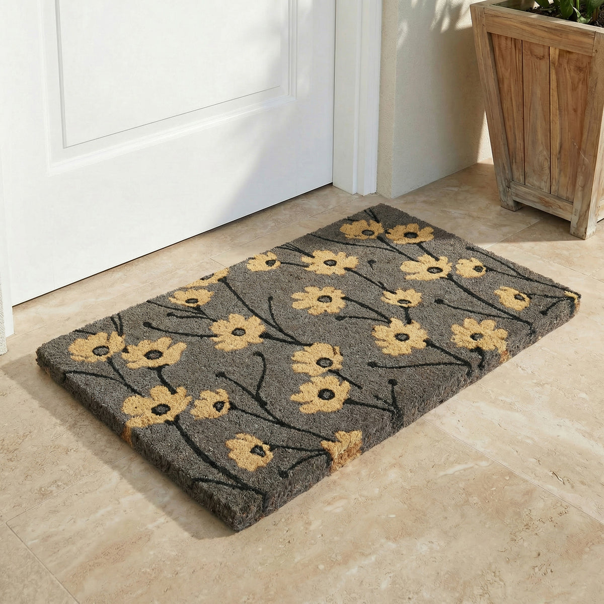 Wild Flowers Gray Doormat, flat product shot