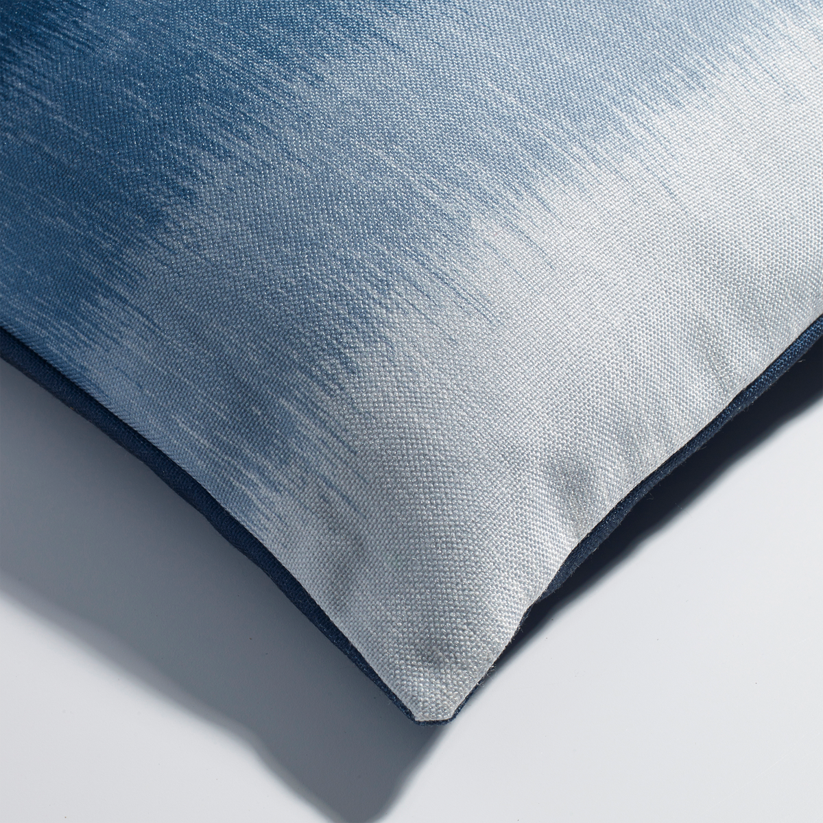 Blue Outdoor Pillow, zipper and insert detail