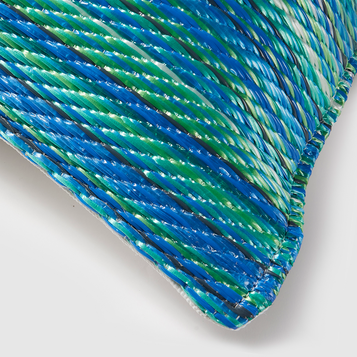 Turquoise Green Outdoor Pillow, zipper and insert detail, second view