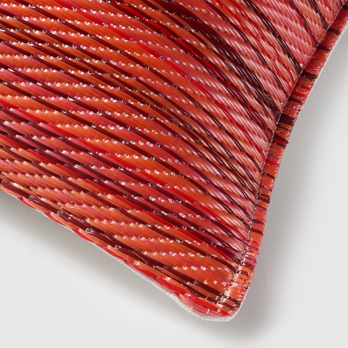 Sunset Outdoor Pillow, zipper and insert detail, alternate angle