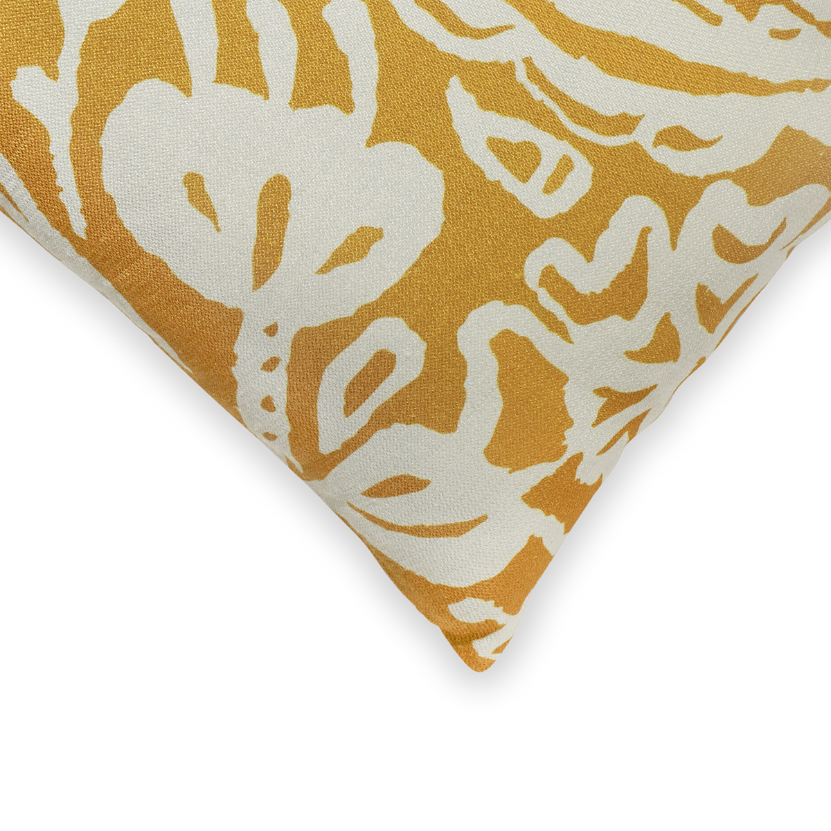 Mustard Yellow Outdoor Pillow, zipper and insert detail, alternate angle