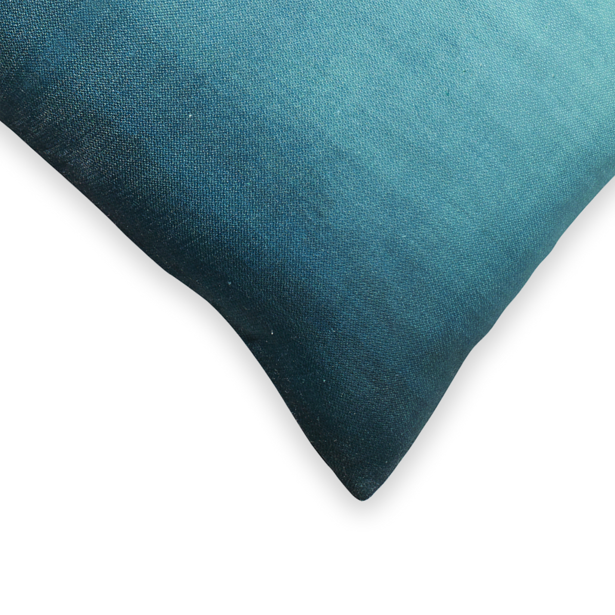 Teal Outdoor Pillow, zipper and insert detail, alternate angle