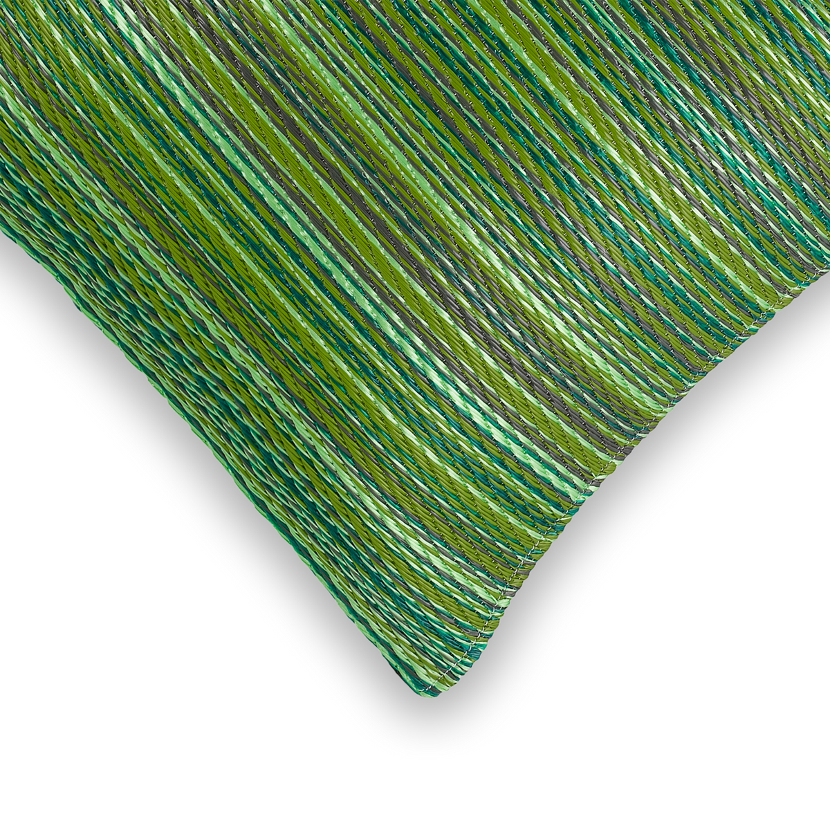Green Outdoor Pillow, zipper and insert detail, alternate angle