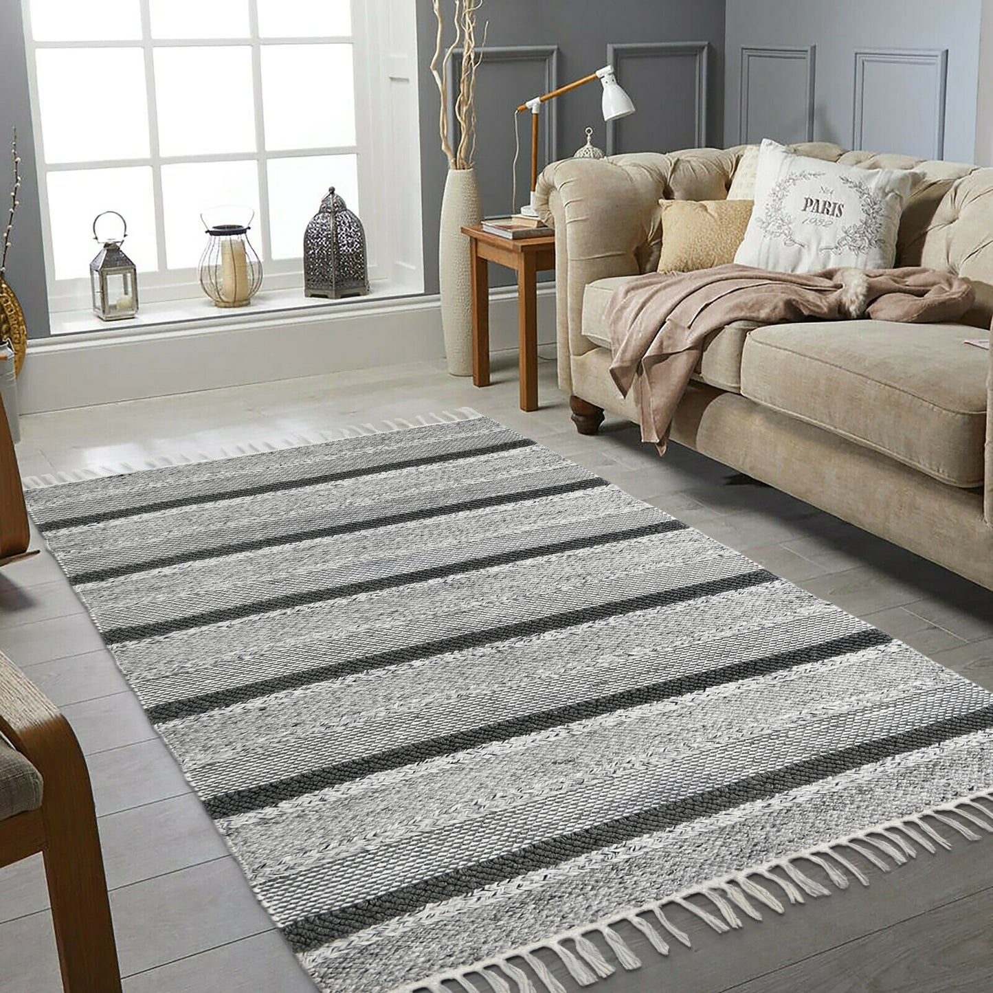 Albany - Gray Striped Indoor/Outdoor Area Rug