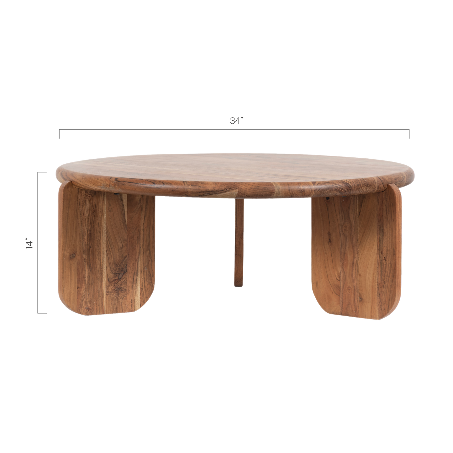 Arlo Round Solid Acacia Wood Coffee Table For Living Room
