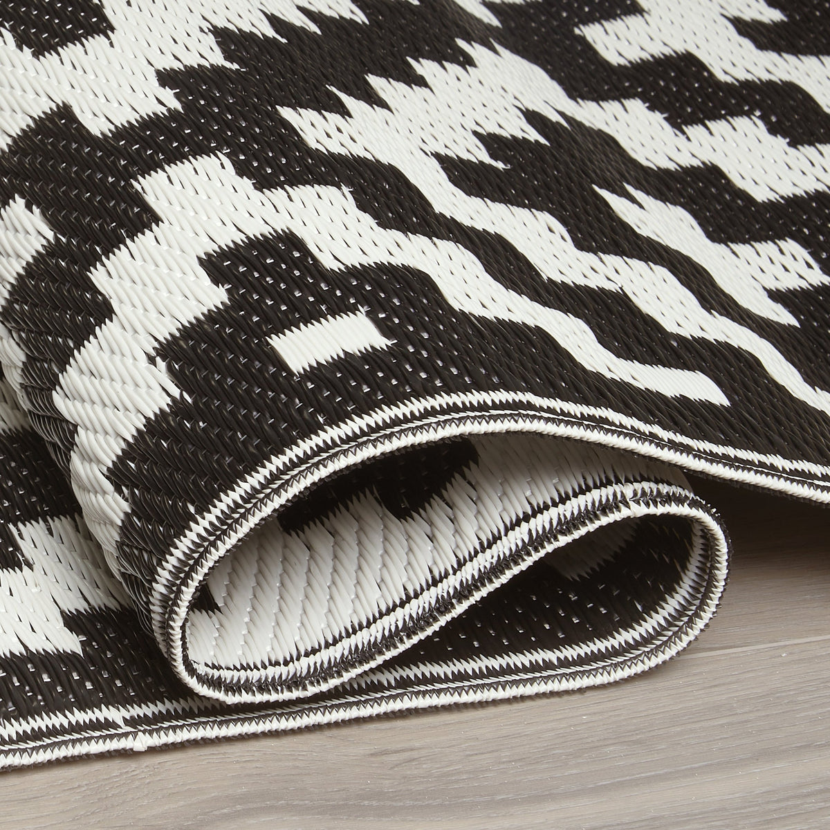 Black & White Area Rug, folded corner detail, second view