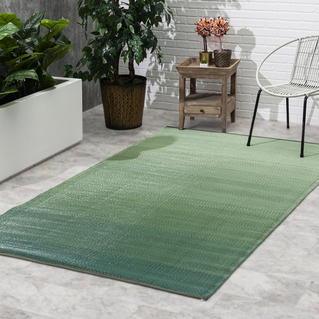 Buy Online Big Sur - Green Ombre Outdoor Rug for Patio - Fab Habitat