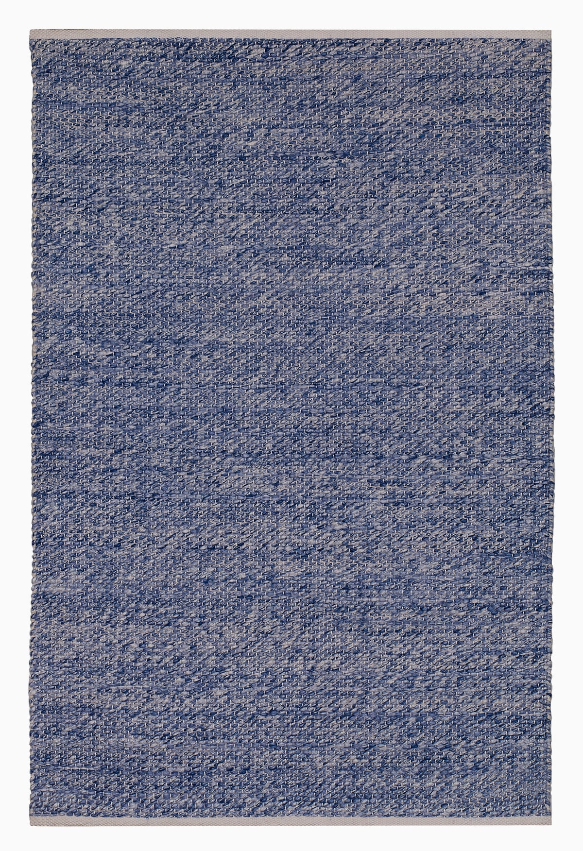 Full view of denim blue indoor outdoor rug