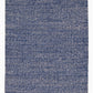 Full view of denim blue woven indoor outdoor rug laid flat