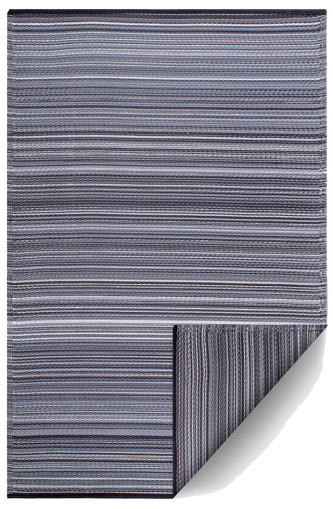 Turquoise Outdoor Rug, folded corner showing woven texture, Midnight tones