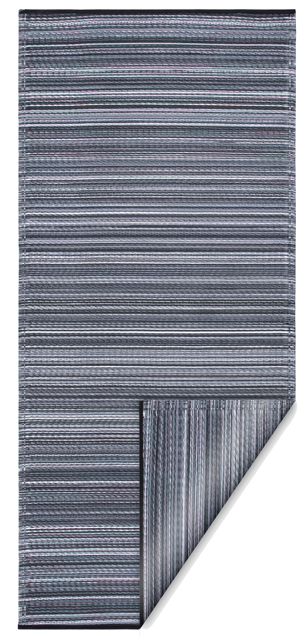 Midnight Outdoor Rug, folded corner showing woven texture
