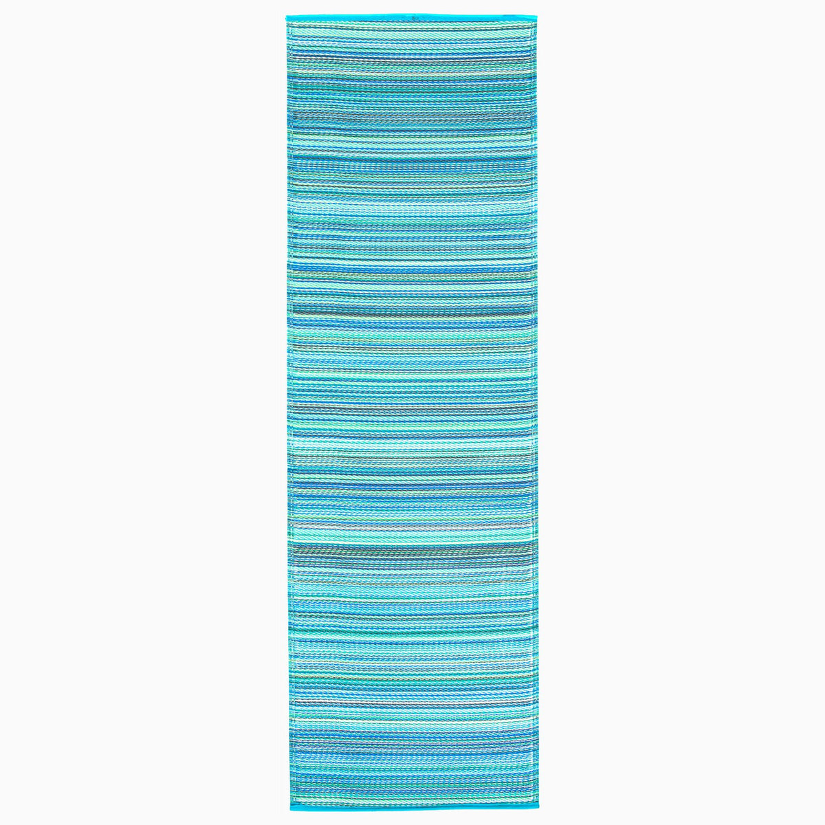 Turquoise Outdoor Rug, size view of rug laid flat 2.5x8