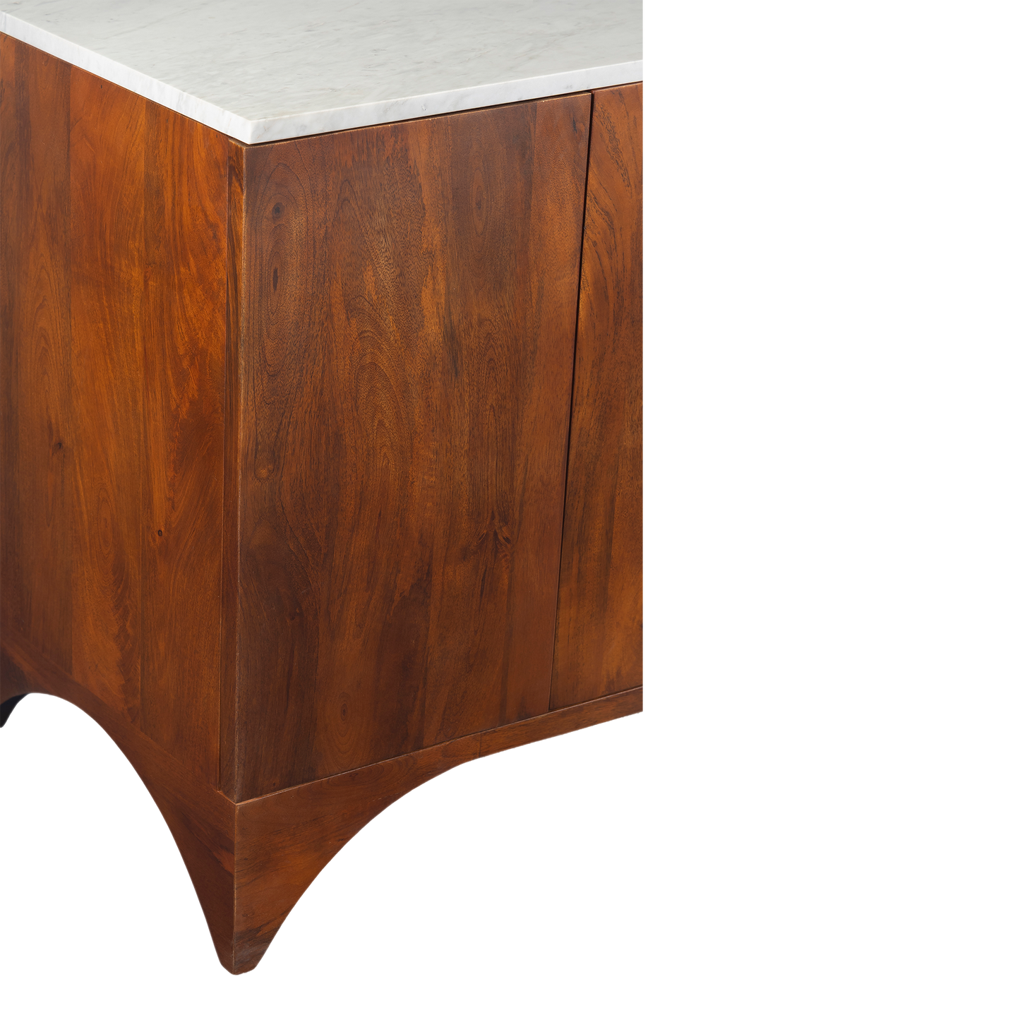 Cove 51" White Marble & Solid Wood Sideboard Media Cabinet