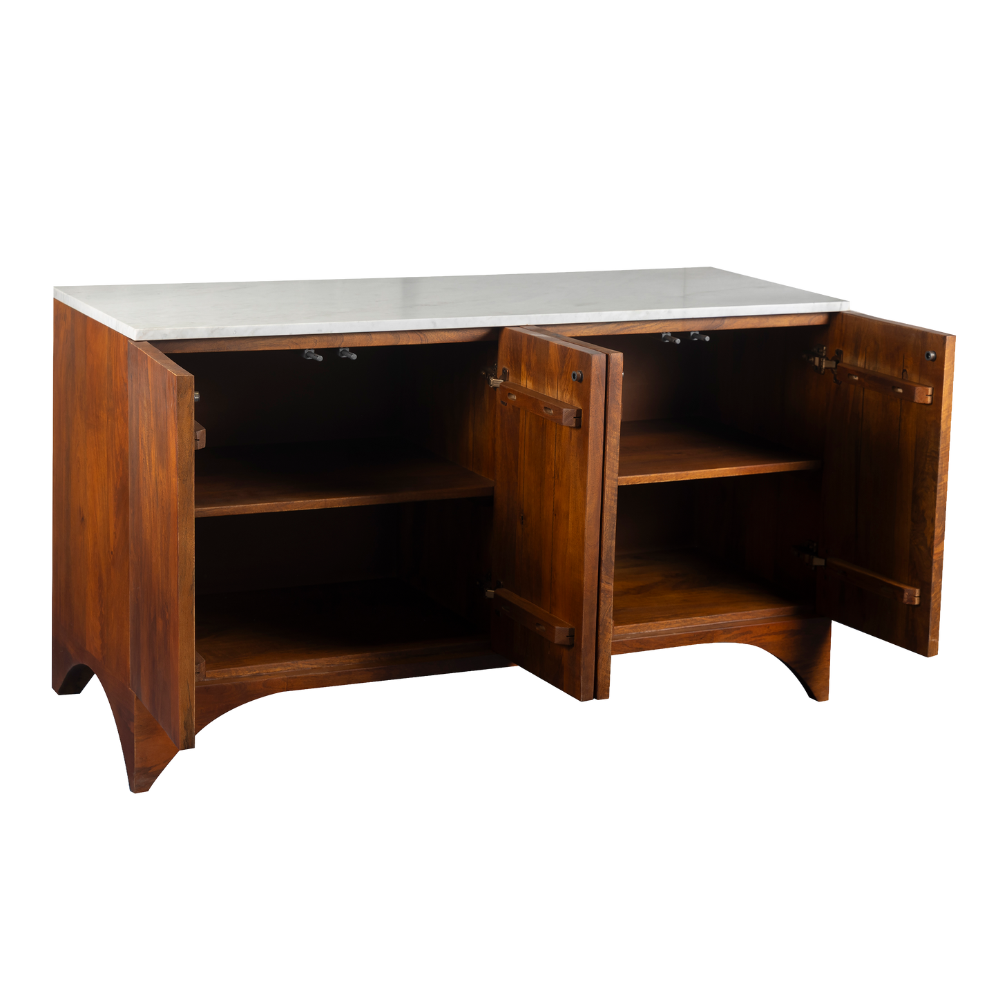 Cove 51" White Marble & Solid Wood Sideboard Media Cabinet