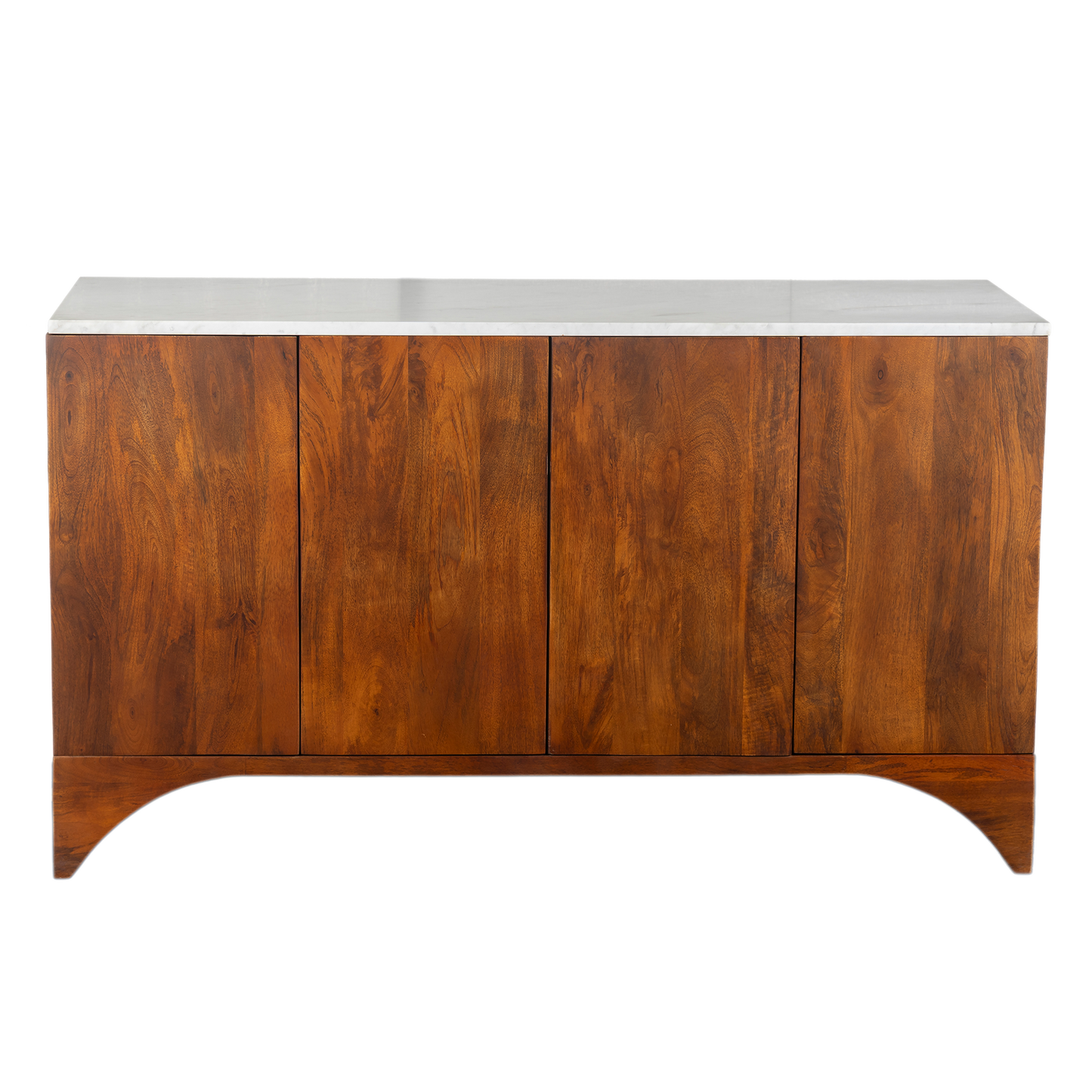 Cove 51" White Marble & Solid Wood Sideboard Media Cabinet