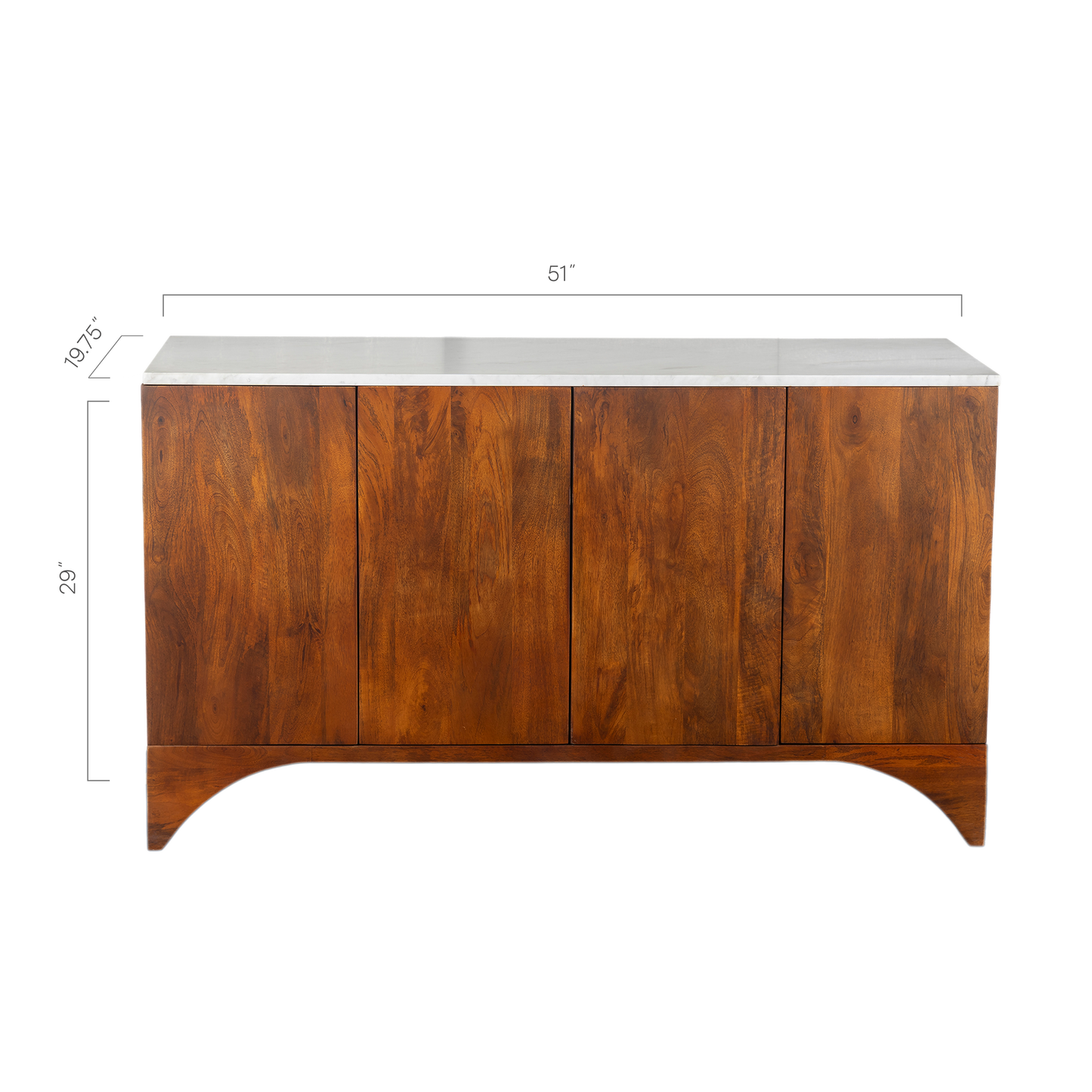 Cove White Marble & Solid Wood Sideboard Media Cabinet 51"