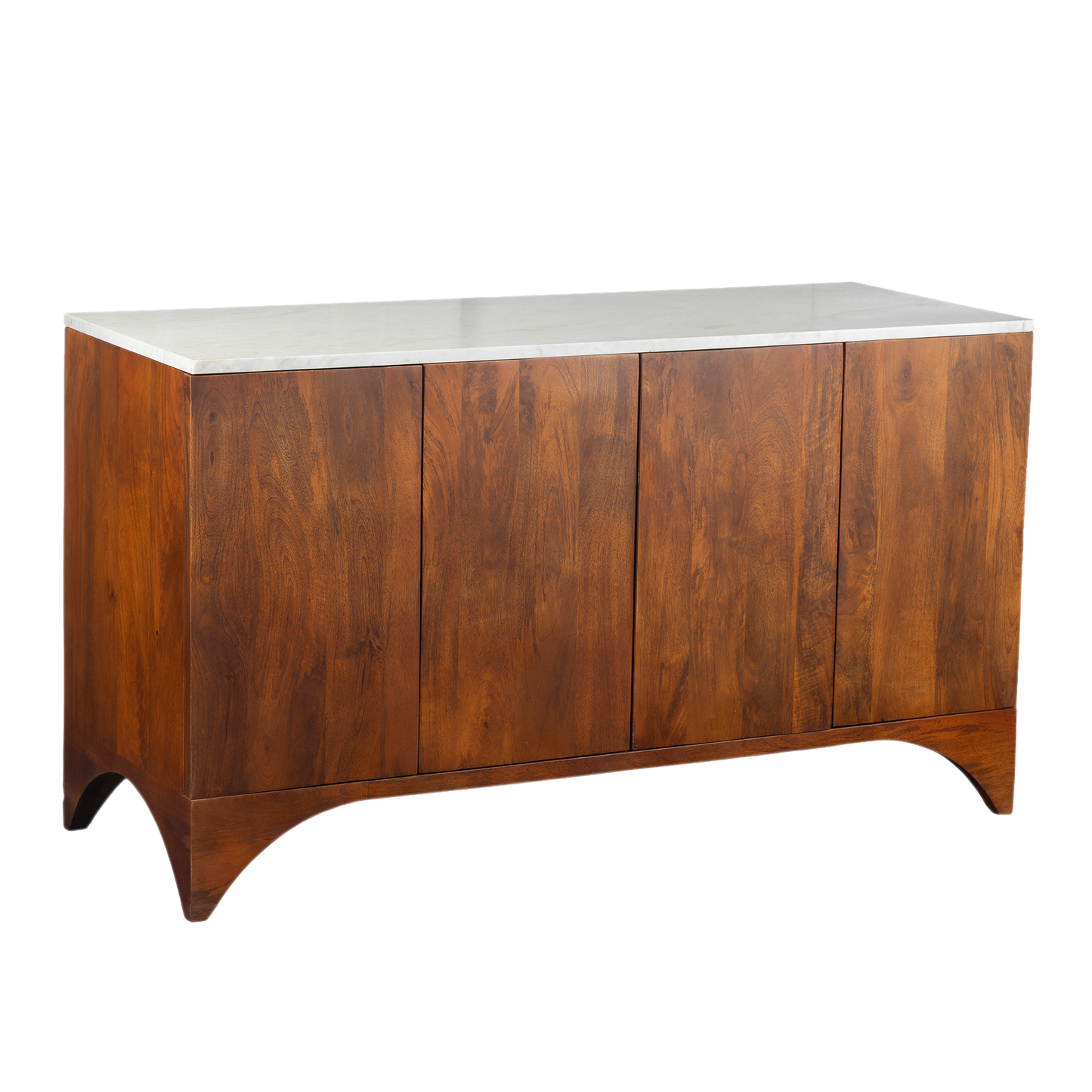 Cove 51" White Marble & Solid Wood Sideboard Media Cabinet