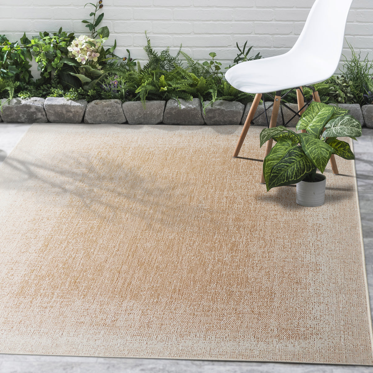 Beige Outdoor Rug, lifestyle patio scene