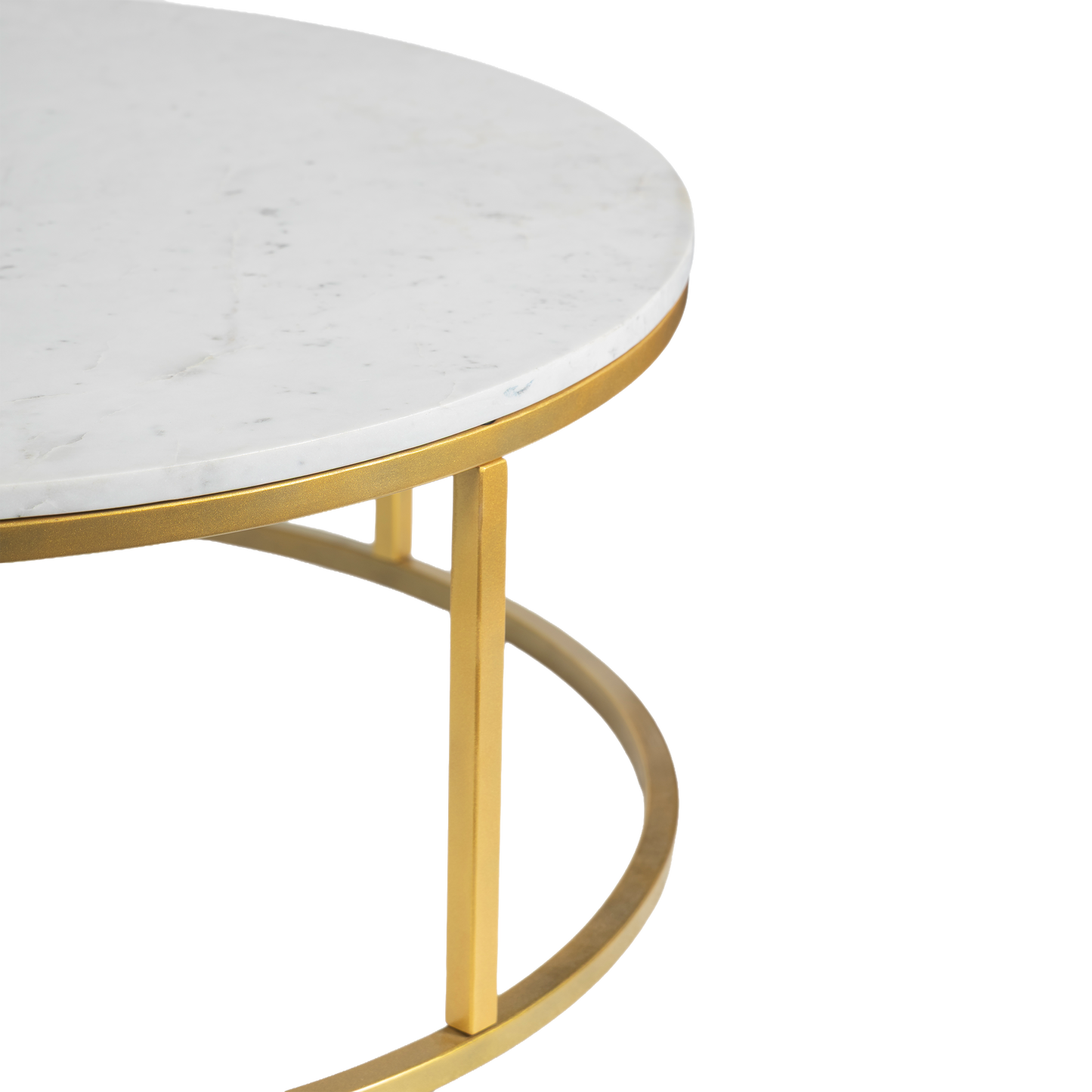 Evolve Round Marble Coffee Table For Living Room - White/Gold 36"