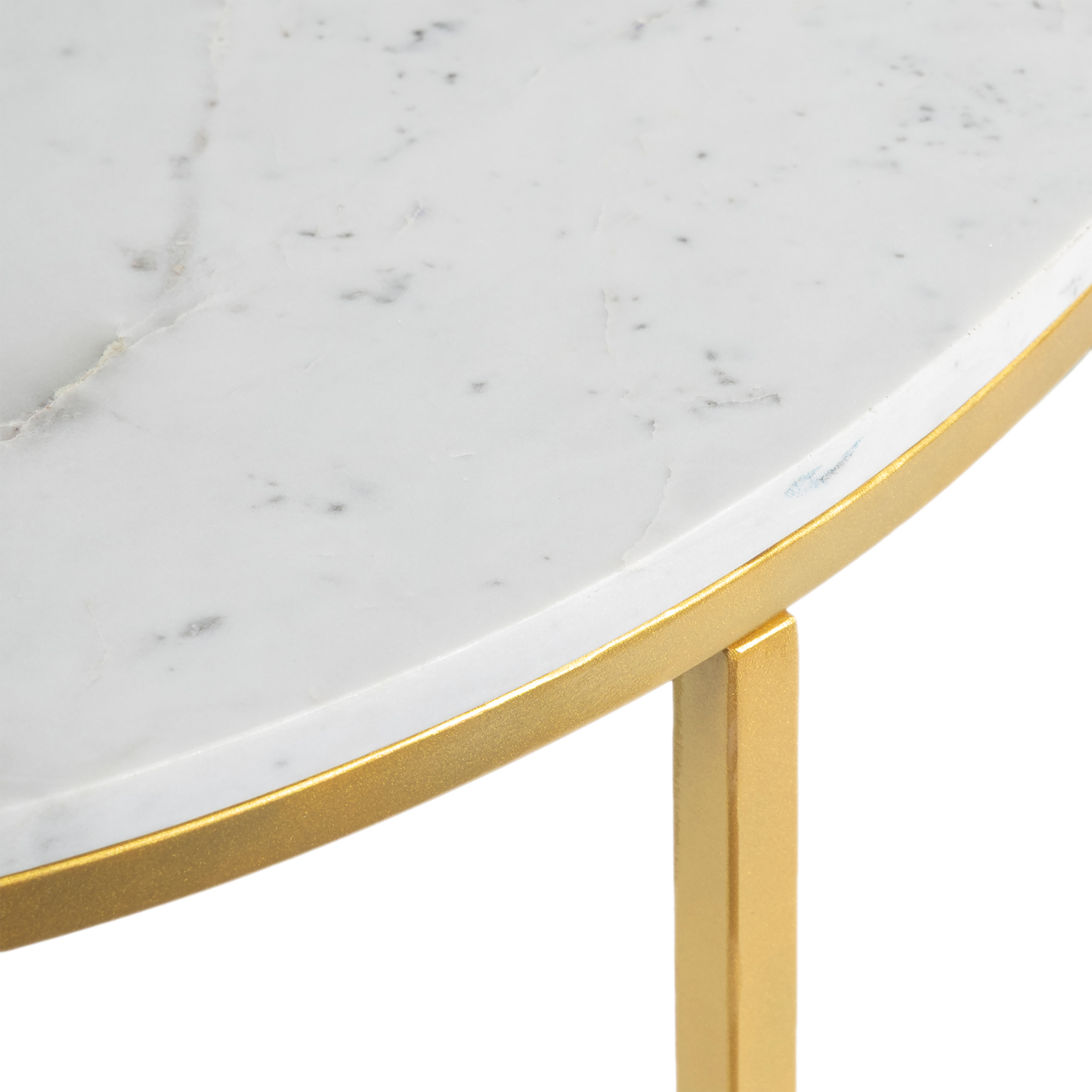 Evolve Round Marble Coffee Table For Living Room - White/Gold 36"