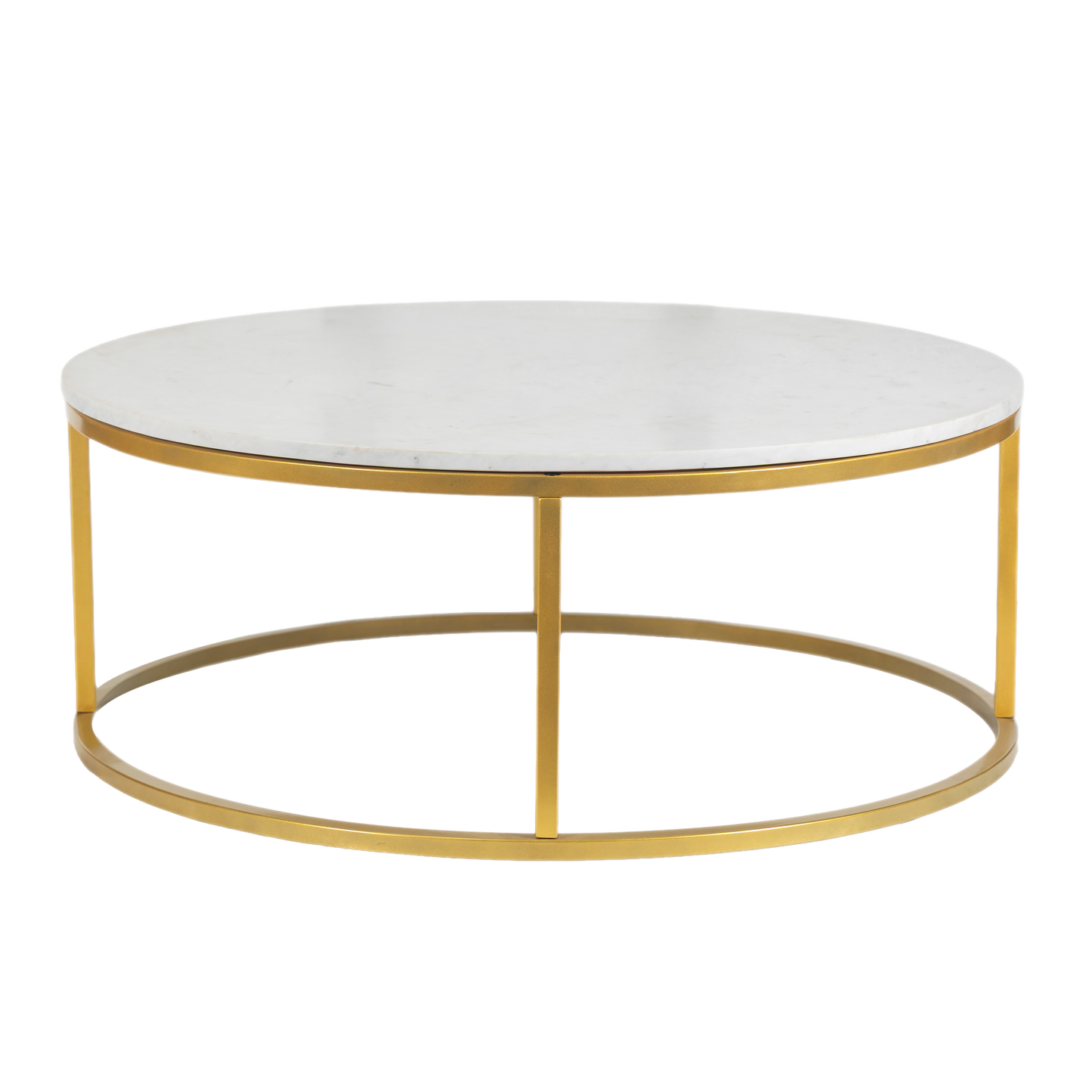 Evolve Round Marble Coffee Table For Living Room - White/Gold 36"