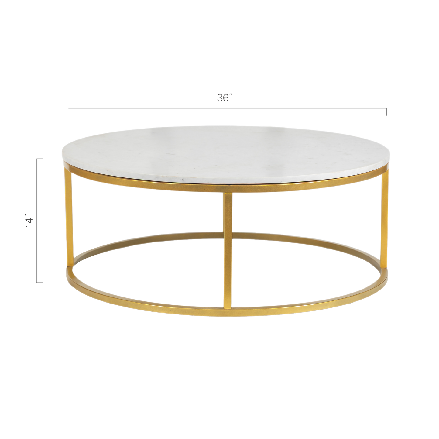 Evolve Round Marble Coffee Table For Living Room - White/Gold 36"