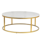 Evolve Round Marble Coffee Table For Living Room - White/Gold 36"