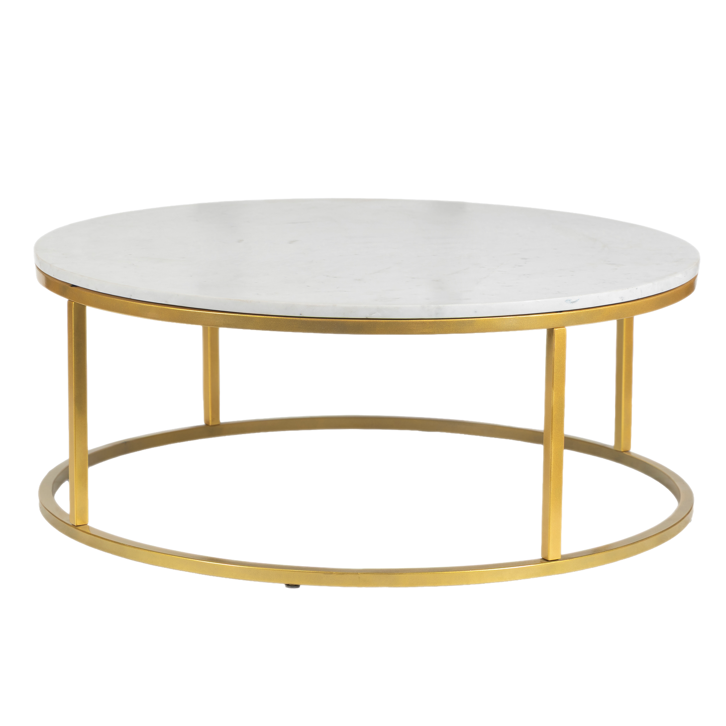 Evolve Round Marble Coffee Table For Living Room - White/Gold 36"