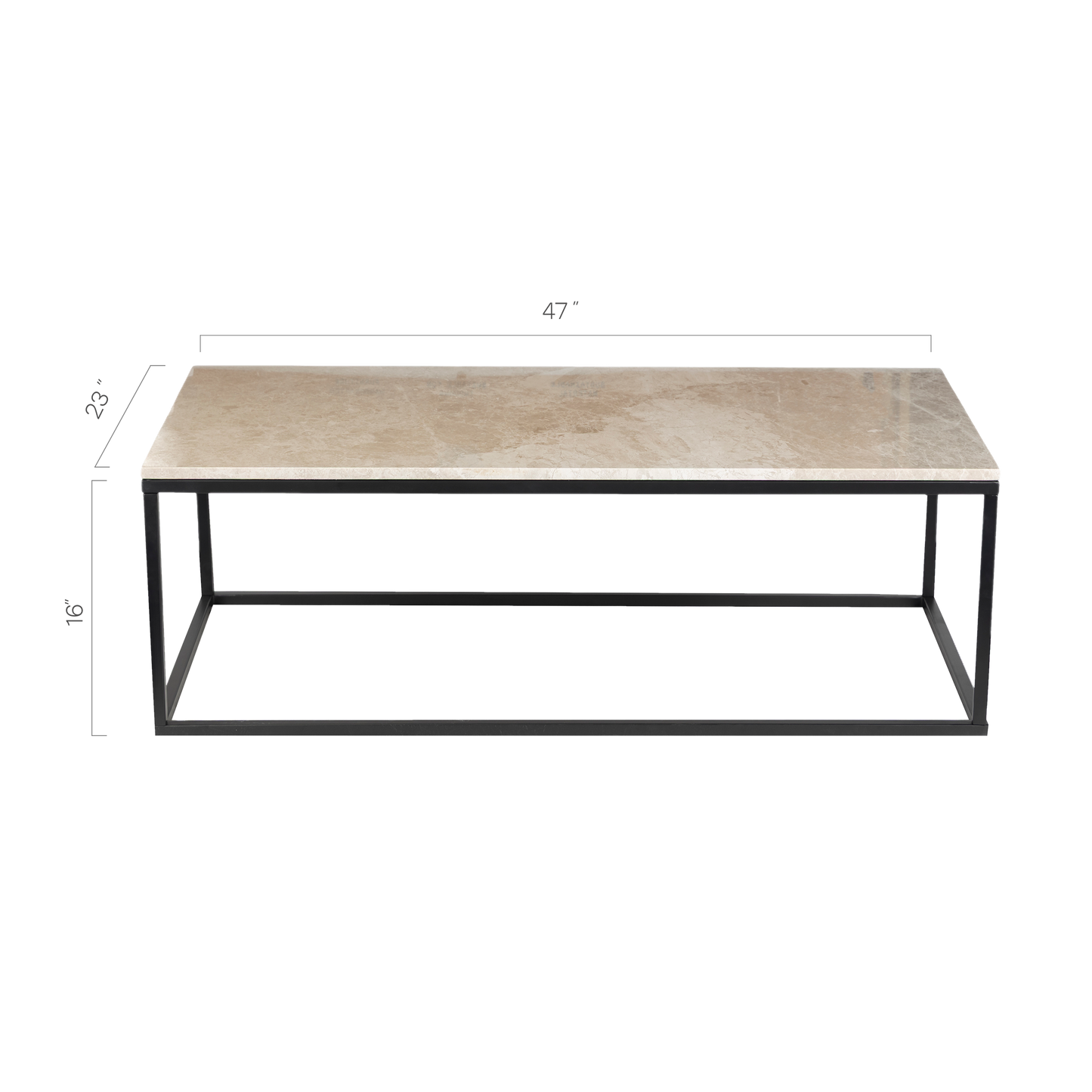 Evolve Marble Coffee Table For Living Room - Beige/Black 47"