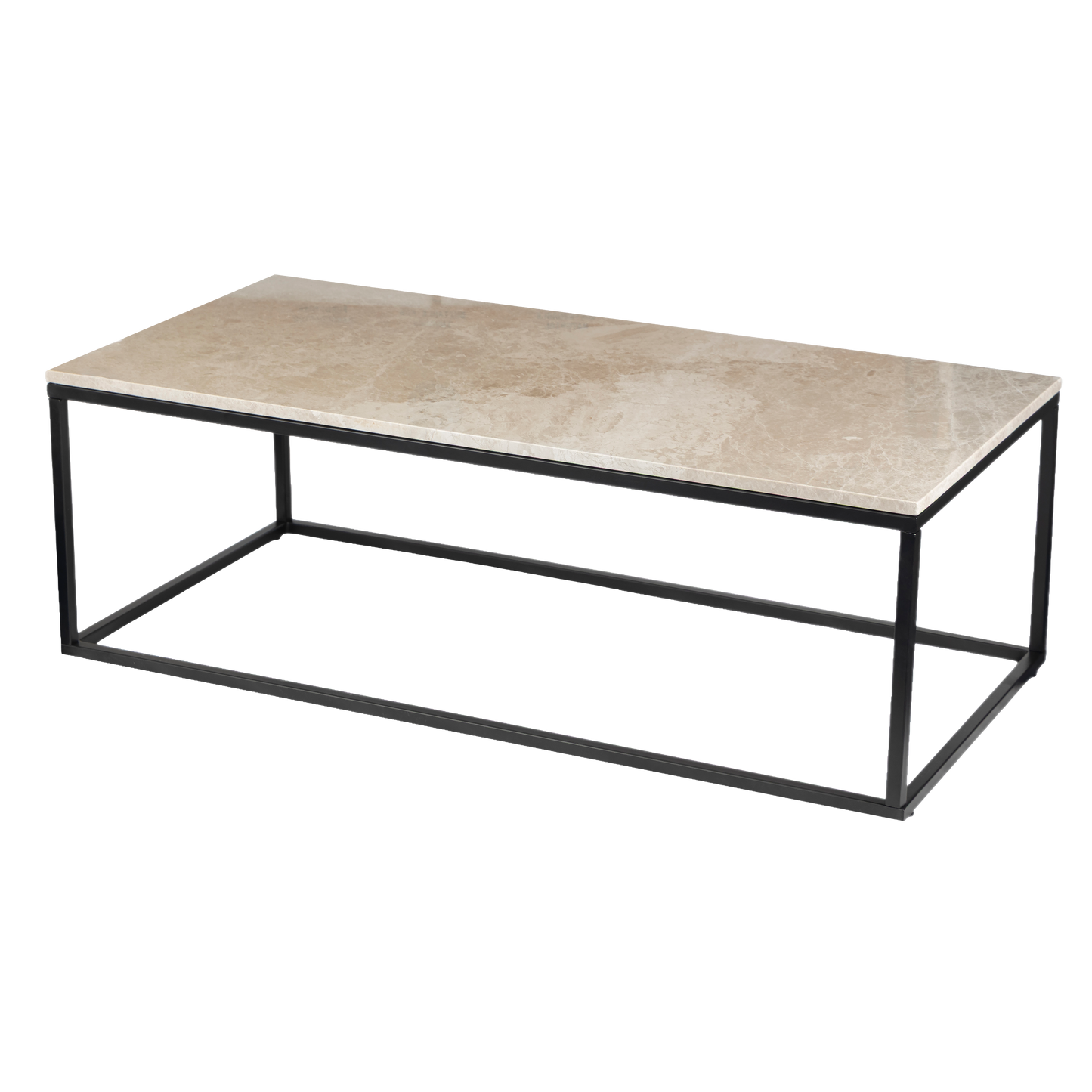 Evolve Marble Coffee Table For Living Room - Beige/Black 47"