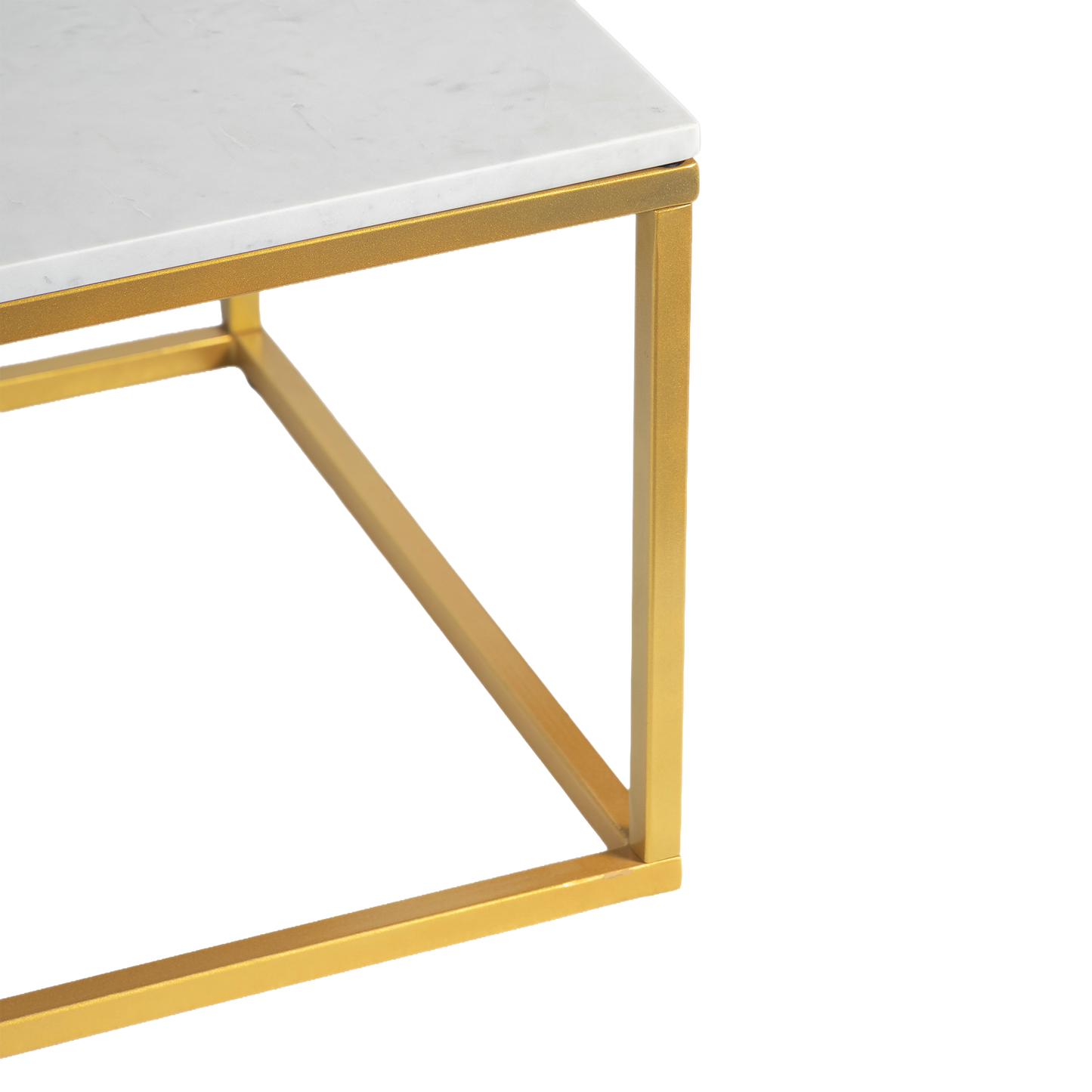 Evolve Contemporary Marble Coffee Table For Living Room - White/Gold 47"