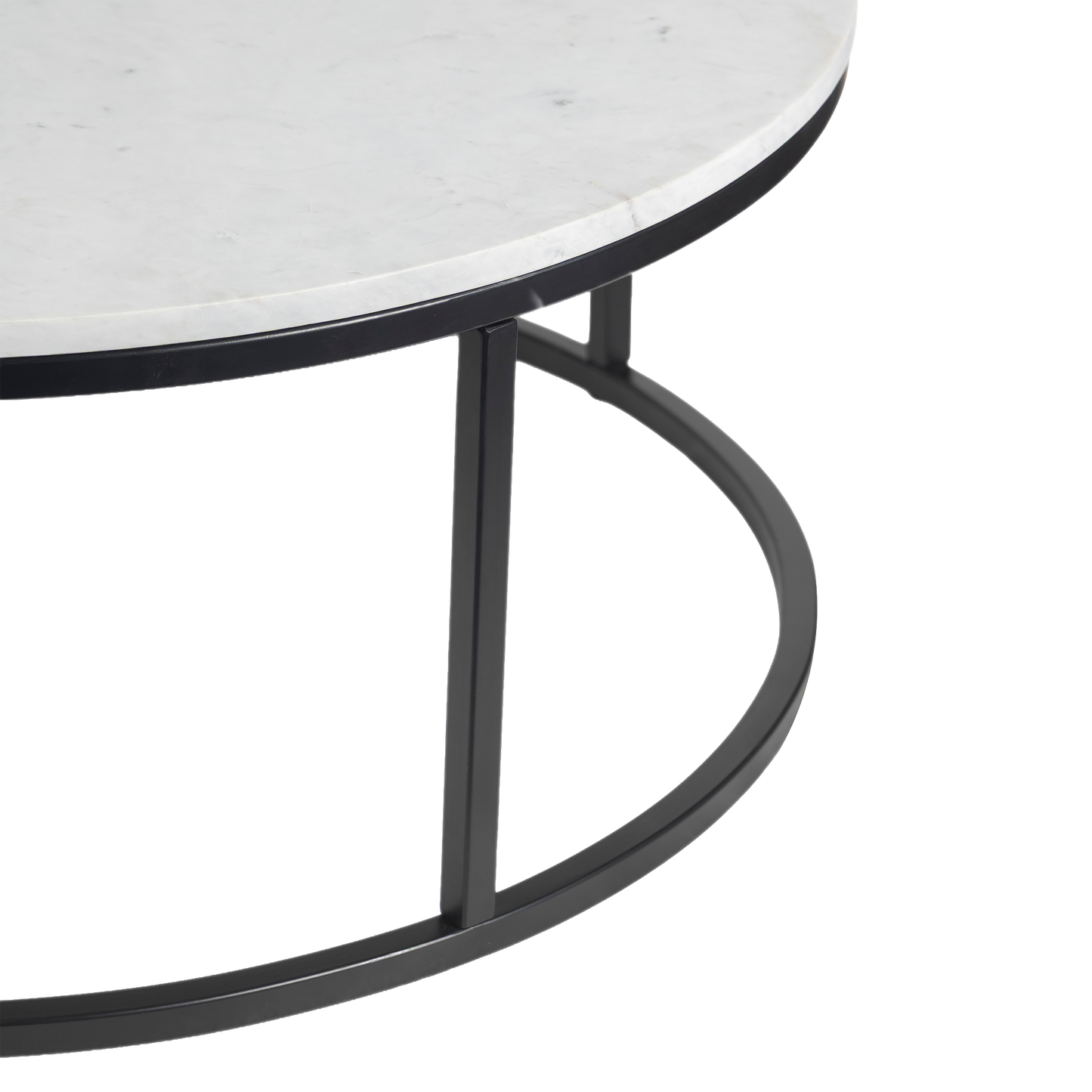 Evolve Round Marble Coffee Table For Living Room - White/Black 36"