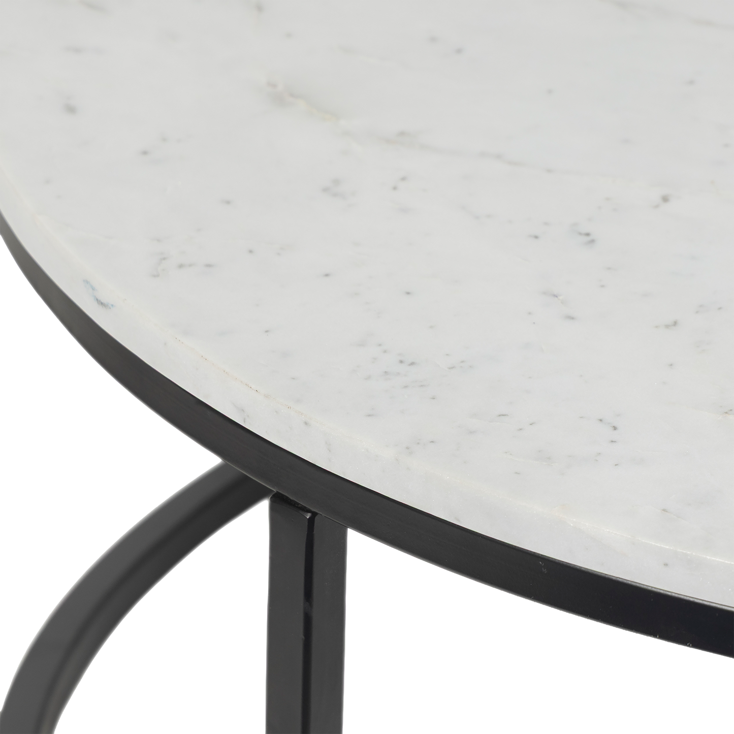 Evolve Round Marble Coffee Table For Living Room - White/Black 36"