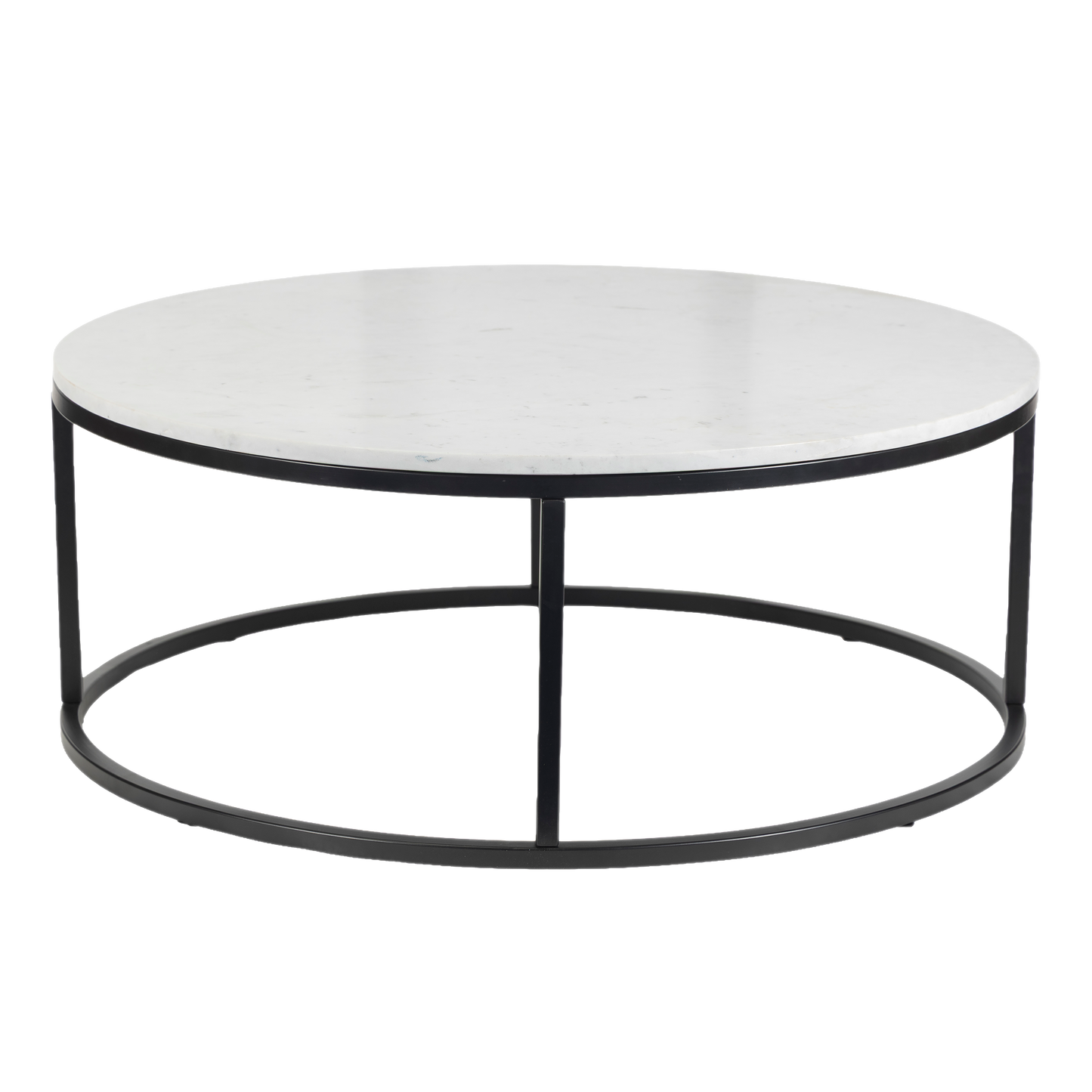 Evolve Round Marble Coffee Table For Living Room - White/Black 36"