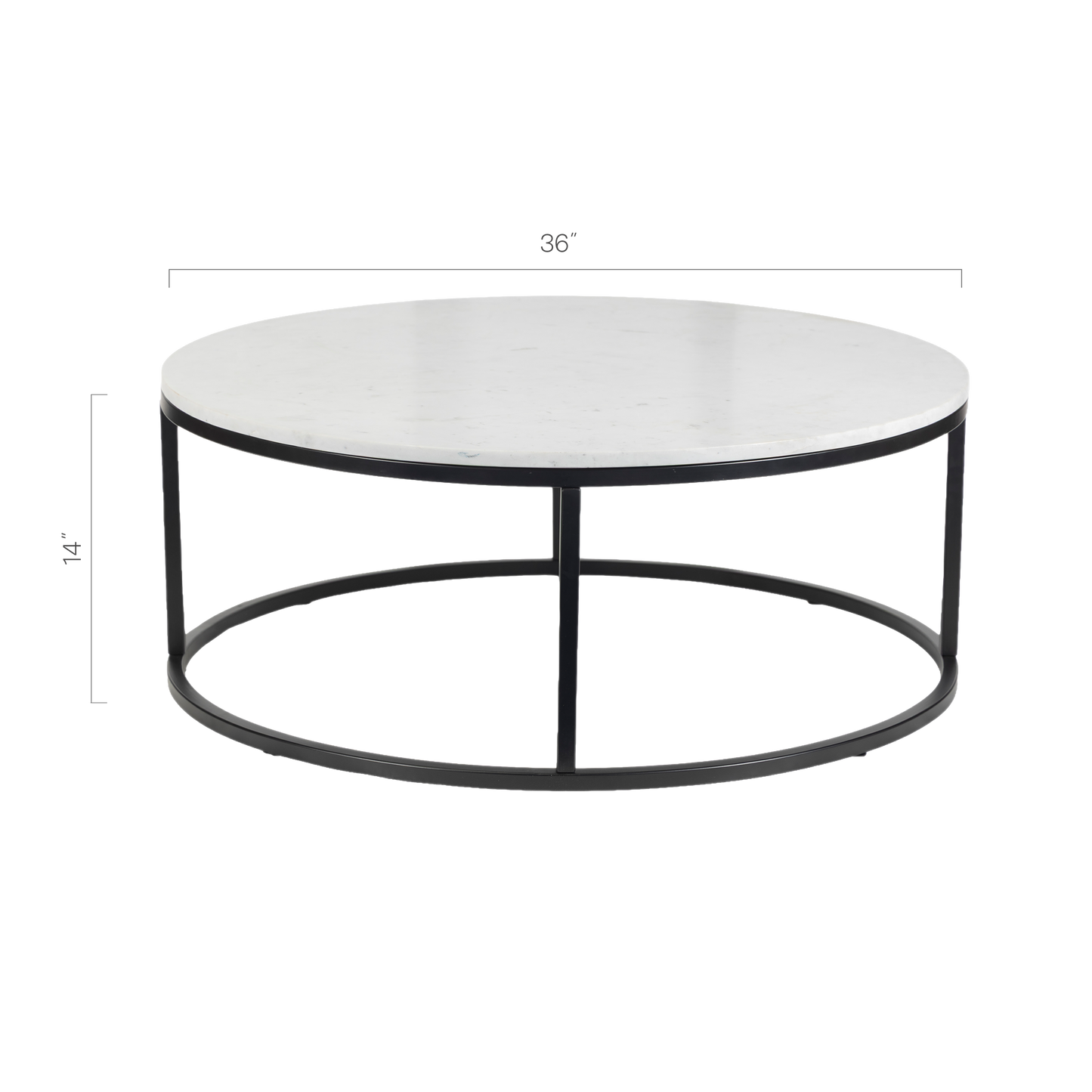 Evolve Round Marble Coffee Table For Living Room - White/Black 36"