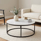 Evolve Round Marble Coffee Table For Living Room - White/Black 36"