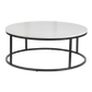Evolve Round Marble Coffee Table For Living Room - White/Black 36"