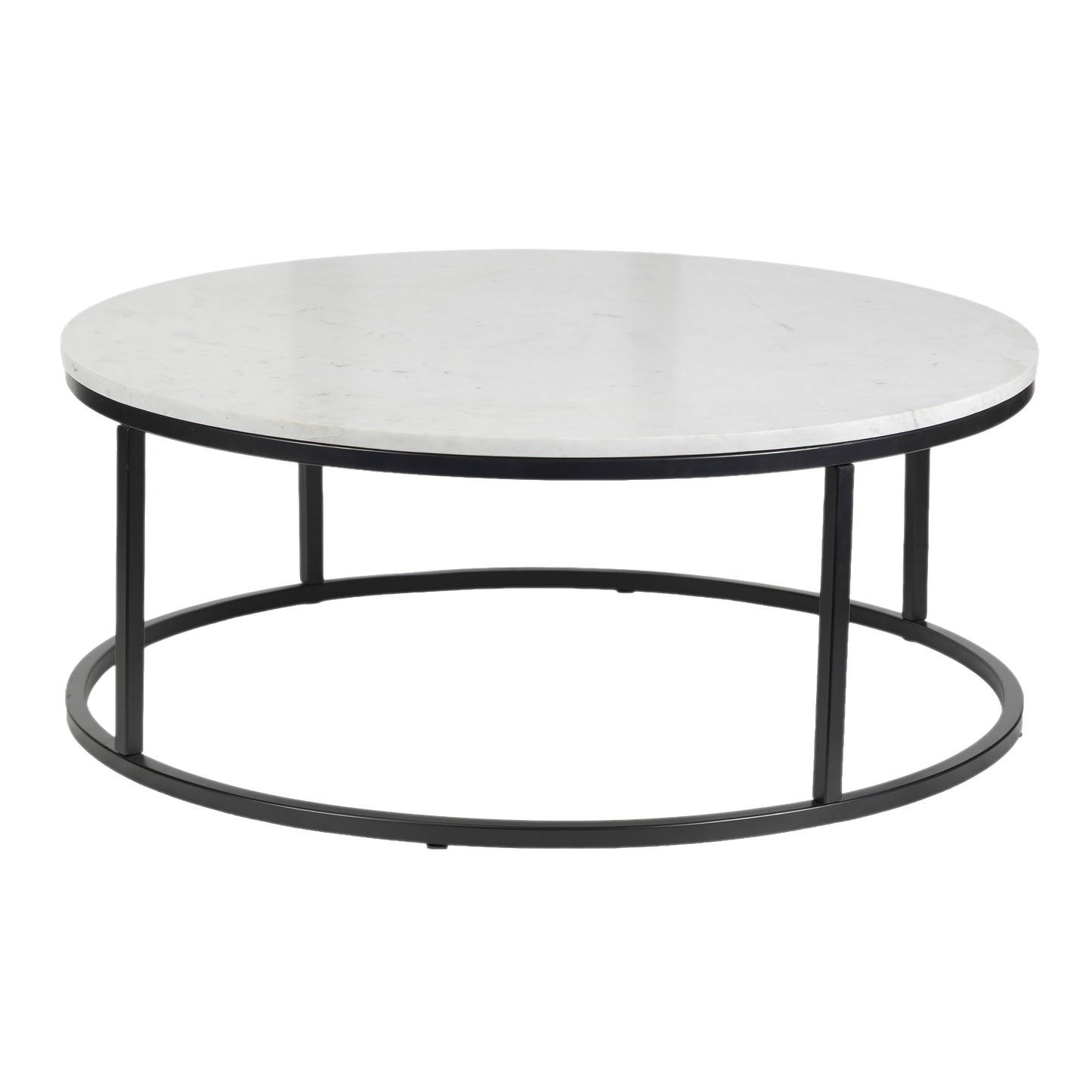 Evolve Round Marble Coffee Table For Living Room - White/Black 36"