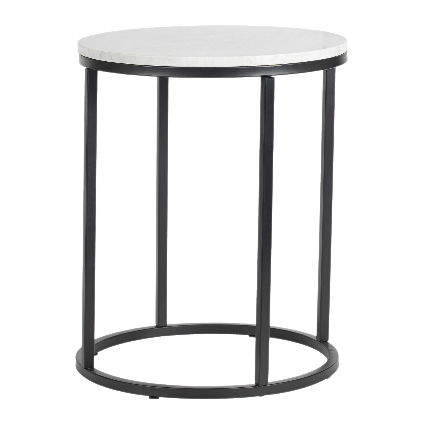 Evolve Round Marble Side Table For Living Room - White/Black 20"
