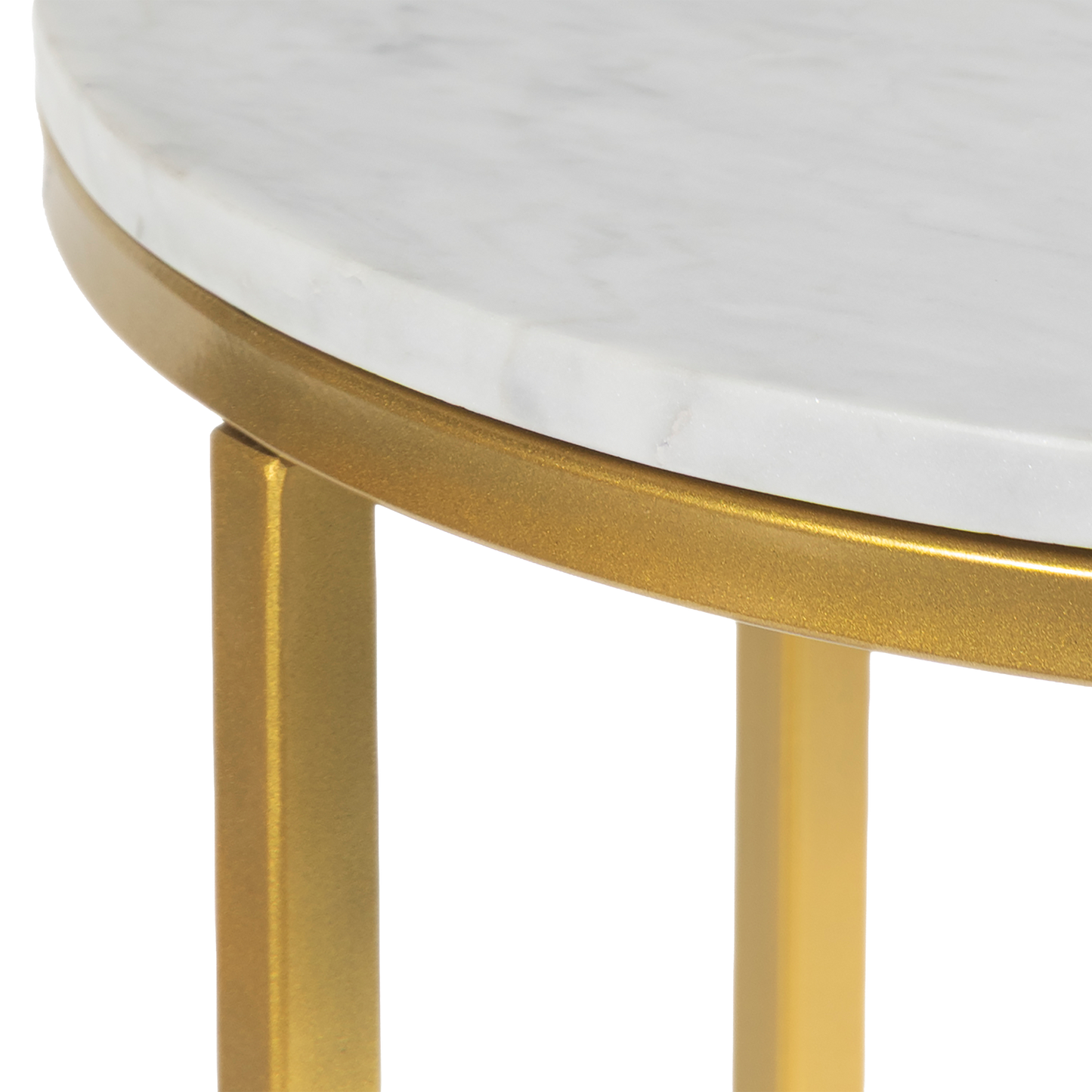 Evolve Round Marble Side Table For Living Room - White/Gold 20"