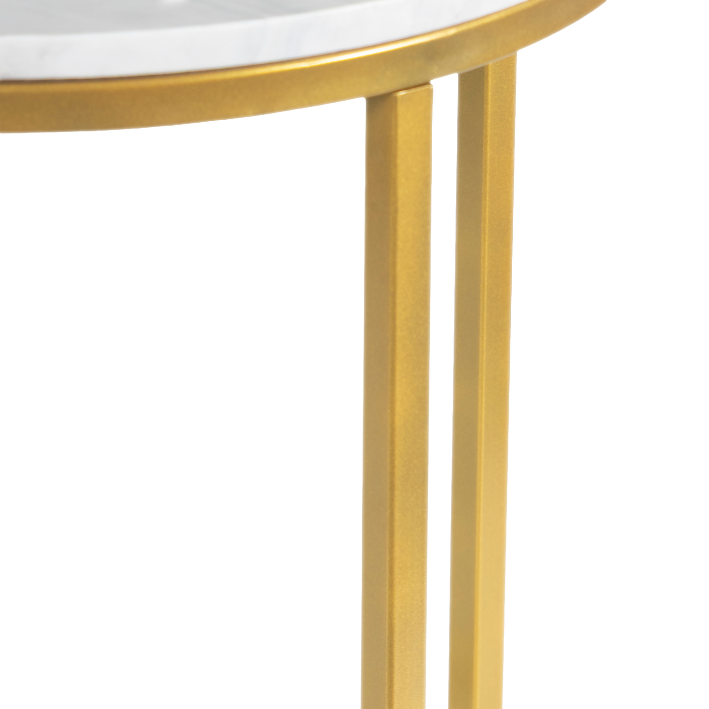 Evolve Round Marble Side Table For Living Room - White/Gold 20"
