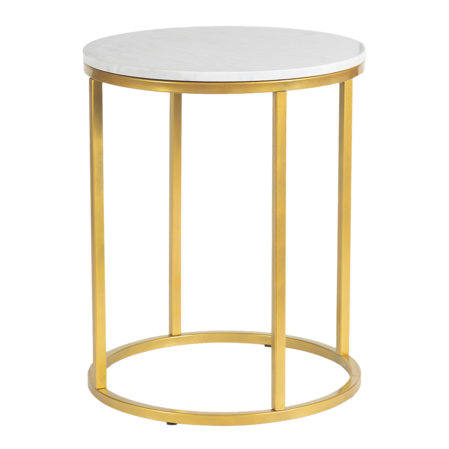 Evolve Round Marble Side Table For Living Room - White/Gold 20"
