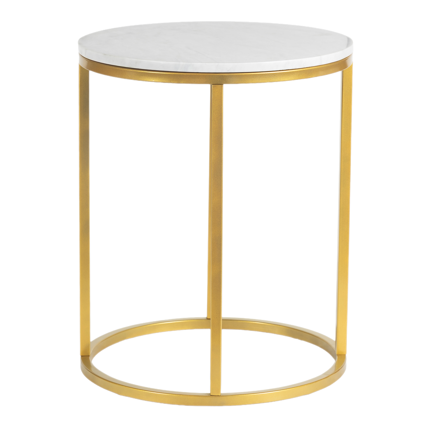 Evolve Round Marble Side Table For Living Room - White/Gold 20"