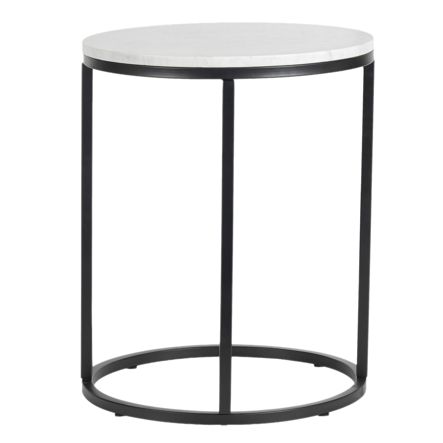 Evolve Round Marble Side Table For Living Room - White/Black 20"