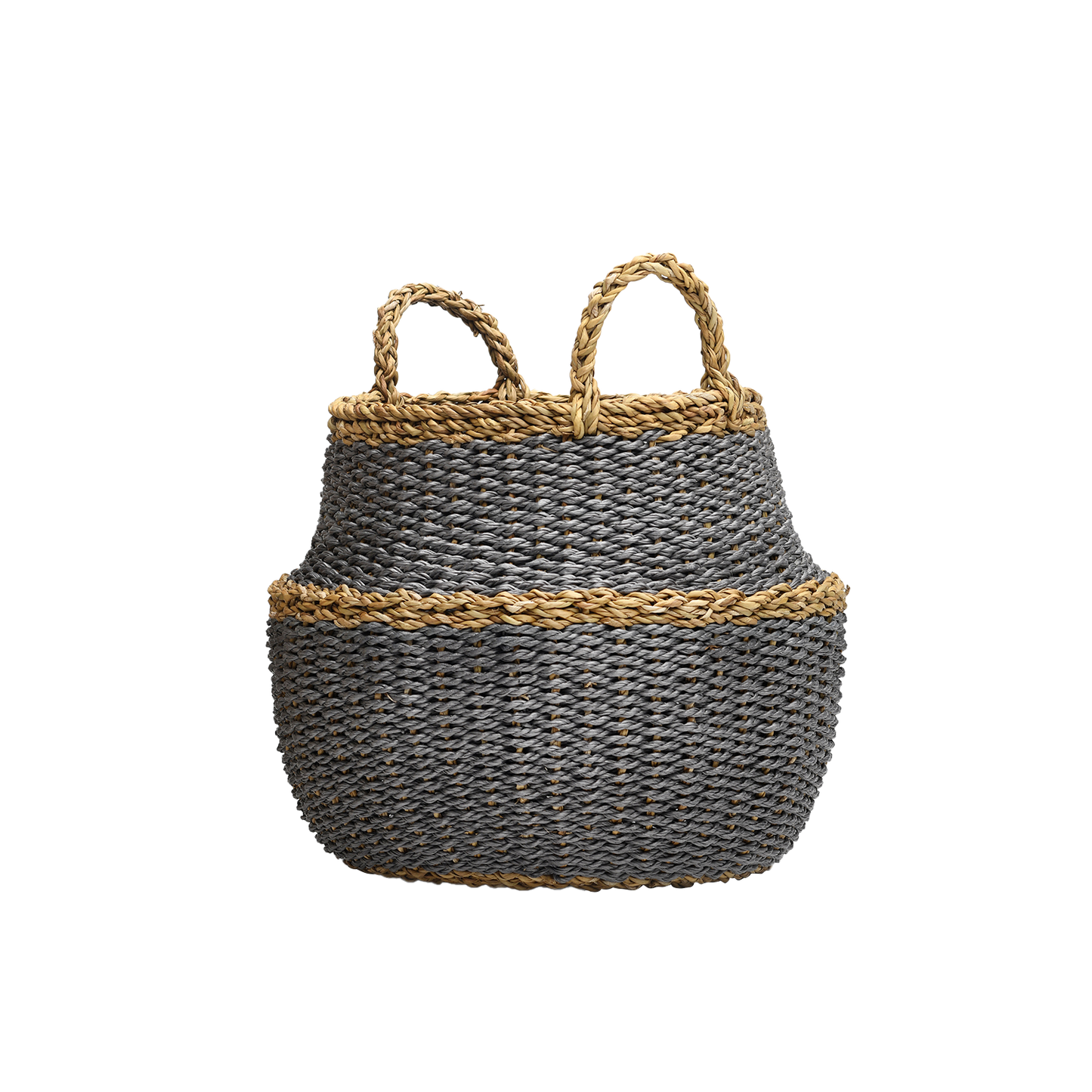 Fez - Dark Round Belly Storage Basket with Handle